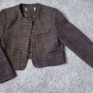 Brown Tweed Cropped Jacket